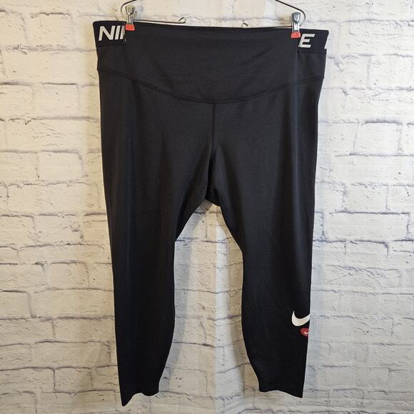 Nike Pants - Nike Training Icon Clash One Tight Black Capri Leggings Swoosh Womens Plus 3X